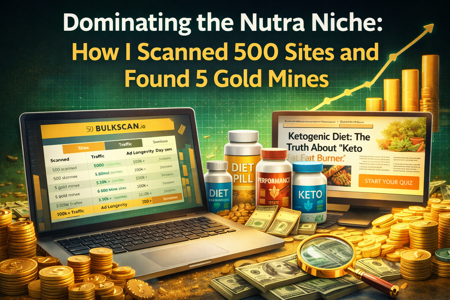 Dominating the Nutra Niche: How I Scanned 500 Sites and Found 5 Gold Mines