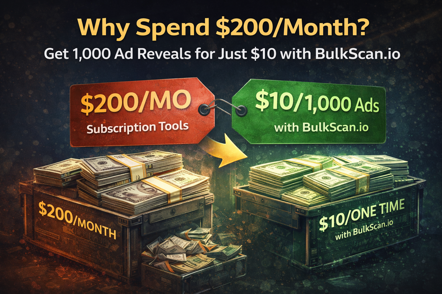 Why Spend $200/Month? Get 1,000 Ad Reveals for Just $10 with BulkScan.io